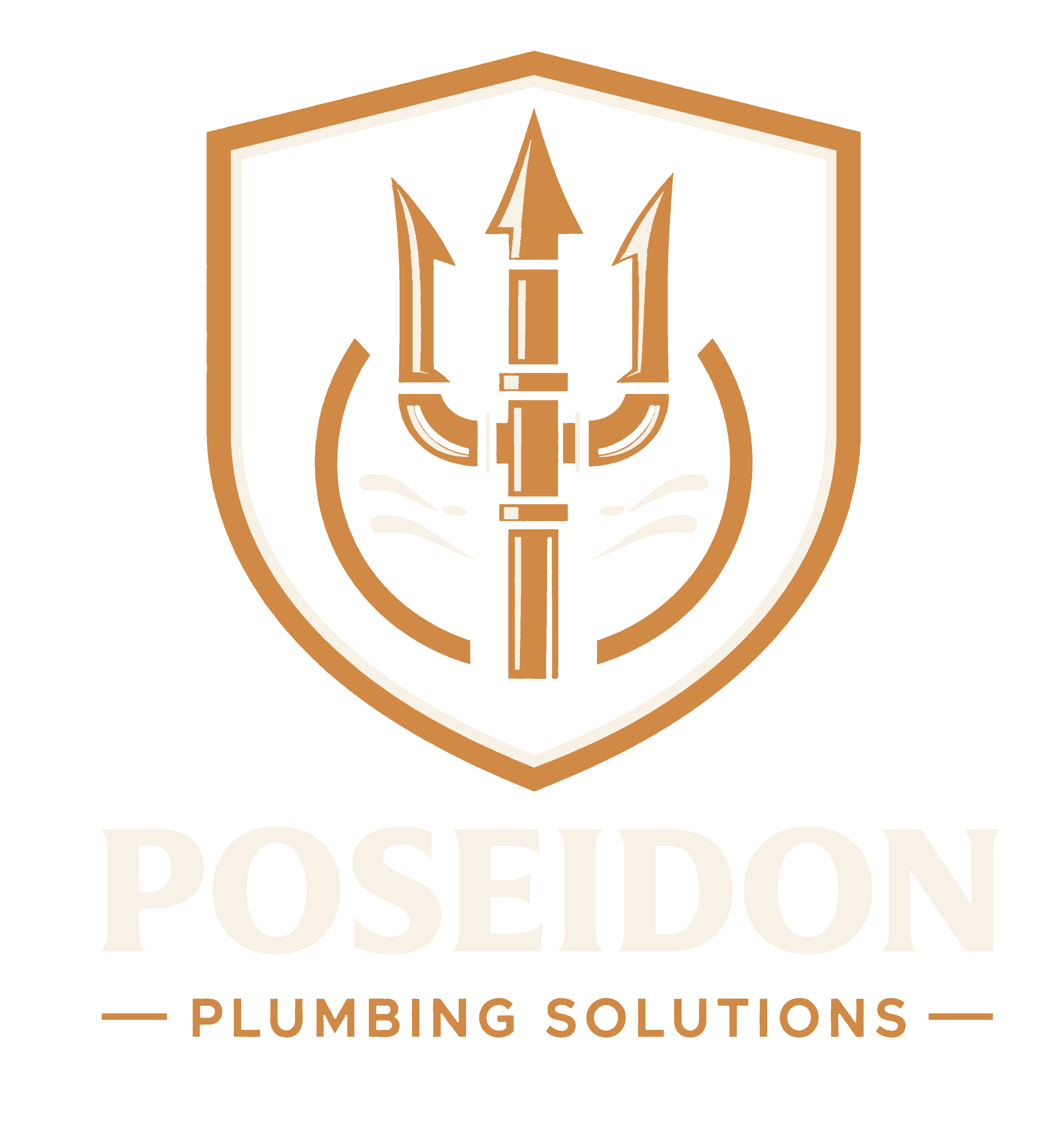 Poseidon Plumbing Solutions shield and trident logo