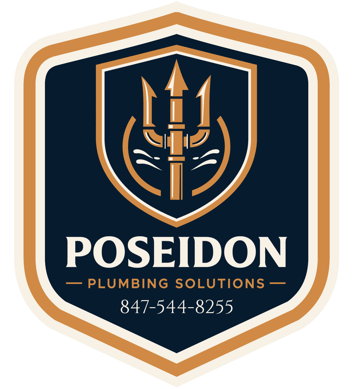 Poseidon Plumbing Solutions shield sticker logo